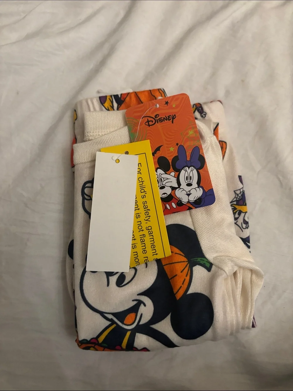 Kids Halloween Mickey and Minnie Mouse Pajama Set - Cream & Orange